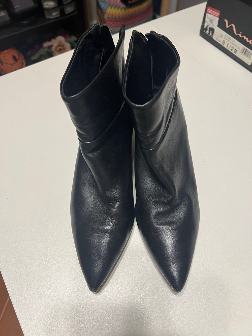 Women's Black Pointed Ankle Booties — Sleek Leather-Look Design
